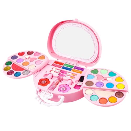 Huayeex Kinder-Make-up-Box-Set, Mädchen-Make-up-Set,Waschbare Kosmetiksets Mädchen-Make-up-Sets | Play Pretend Makeup Toys Rosa, sicheres tragbares Schönheitsset für Kinder von Huayeex