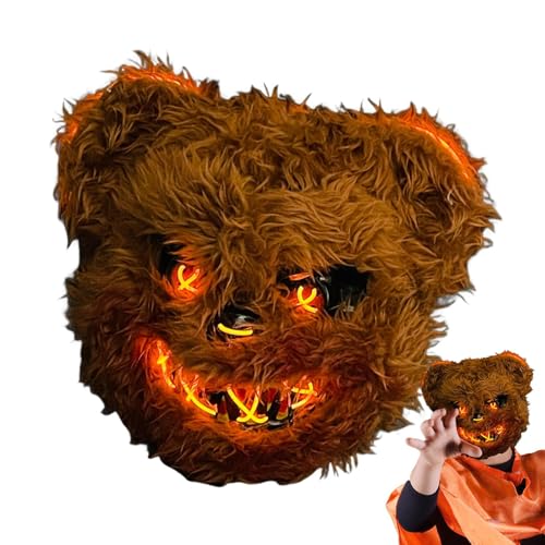 Huayeex LED Leuchtende Tiergesichtsabdeckung - Halloween Bunny Maske - Lustige Gesichtsabdeckung Einstellbare Halloween Party Cosplay Gesichtsabdeckung für Erwachsene von Huayeex