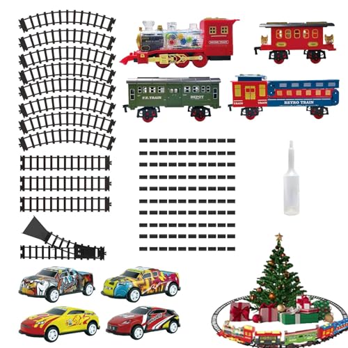 Huayeex Modelleisenbahn-Set, Kindereisenbahn-Set | Klassisches Zugset, elektrisches Zugspielzeug mit Sound | Batteriebetriebenes Eisenbahn-Weihnachtsspielzeug für Mädchen und von Huayeex