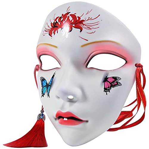 Huayeex Tanzparty-Gesichtsmaske, antike Handmalerei, Gesichtsabdeckung für Halloween, Maskenball, handbemalt, für Geburtstag, wunderschönes, exquisites Hanfu-Kostüm-Zubehör von Huayeex