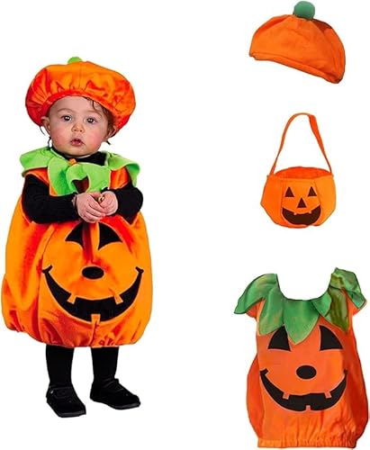 Hubatterik halloween kostüm kürbis kinder kürbis kostüm mit süssigkeiten beutel,hut, halloween kostüm kinder mädchen jungen von Hubatterik