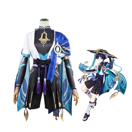 Genshin Impact Wanderer Cosplay-Kostüm, komplettes Outfit und Zubehör-Set für Anime-Fans, Unisex, Halloween-Performance-Kostüm, Größe M von Hubool