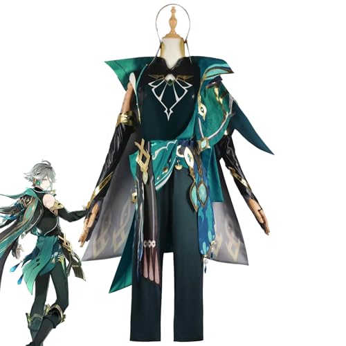 Hubool Genshin Impact Alhaitham Cosplay-Kostüm – Sumeru Grass Country Outfit & Tighnari Zubehör-Set für Anime-Fans (X-Large) von Hubool