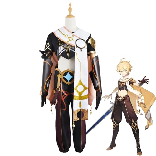 Hubool Genshin Impact Traveler (Aether) Cosplay Kostüm - Komplettes Outfit & Zubehör-Set für Anime-Fans, Cosplay-Anzug für Männer und Frauen (XX-Large) von Hubool