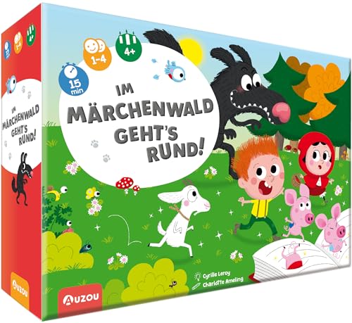 AUZOU | Im Märchenwald geht's rund! | Kinderspiel für 1 bis 4 Spieler ab 4 Jahren | Beschützt das Märchenbuch vor dem bösen Wolf! von Huch & Friends