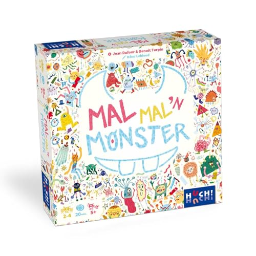 HUCH! | Mal mal´n Monster | Kinderspiel | Würfelspiel | Monstermäßiger Malspaß, auch für Nicht-Maler | fördert Kreativität | Zeichne Dein individuelles Monster | für 2 bis 4 Spieler ab 5 Jahren von HUCH!