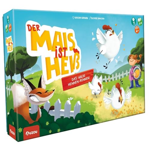 AUZOU | Der Mais ist heiß | Das wilde Hennen-Rennen | Kinderspiele ab 6 Jahre | Brettspiele | Mitbringsel für Kindergeburtstag | Vorschule | Geschenke | Gesellschaftsspiel | Für 2-4 Spieler ab 6 Jahre von HUCH!