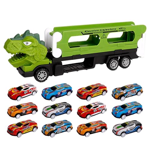 Huehkir Dinosaurier Truck Spielzeug ab 3 4 5 6 7 8 Jahre, Dinosaurier Transport Truck Auto Spielzeug, Dino LKW Autotransporter Spielzeug Set mit 9 Auto, Dino Spielzeug Geschenke für Weihnachten von Huehkir