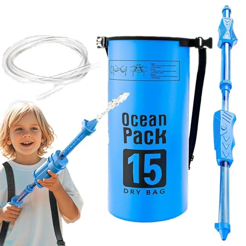 Huehkir Großer Rucksack -Wasser -Squirter, Wasserbauer für Kinder,Auszugswasserspielzeug mit Rucksack | Baden Spielen Interactive Hot Weather Pool -Spiel für mehrere Spieler für Sohn, Tochter von Huehkir