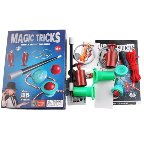 Huehkir Magic Zauber-Tricks,Anfänger Zaubertricks Set, Zaubertricks Set für Kinder mit Zauberstab, Neuheit Magie Requisiten Zauber Tricks Geburtstag Geschenk, Viele Zauber Utensilien von Huehkir