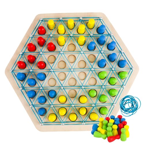 Lustiges Kettendreieck-Spiel, Ketten-Dreieck-Spiel, 2025 New Triggle Spiel Gummibänder, Triggle-Gummibandspiel, Ketten Dreieck Spiel Dreieck Steckspiel, Fesselndes Strategie Brettspiel Für Familienfei von Huehkir