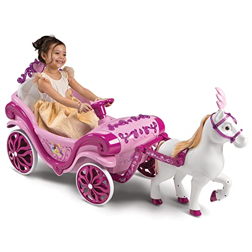 Huffy Disney Princess Königliche Pferdekutsche als batteriebetriebenes Elektrofahrzeug zum Reiten, pink, für Kinder ab 3 Jahren von Huffy