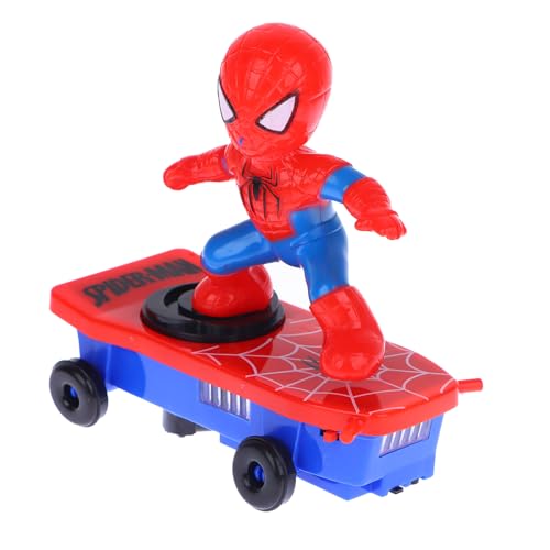 HugMiu Spider-Man Skateboard-Spielzeug Spider-Man Automatisches Drehen Skateboard-Spielzeug Elektrisches Musikspielzeug Kindergeburtstagsgeschenke Spider-Themenparty-Artikel Dekorationen von HugMiu