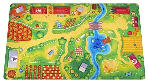 HuggyPlay Spielteppich Bauernhof Kinderteppich 90 x 150 cm von Huggy