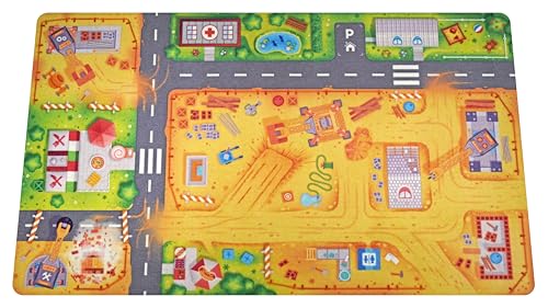 HuggyPlay Spielteppich Baustelle Kinderteppich 90 x 150 cm von Huggy