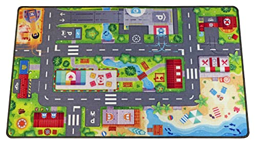 HuggyPlay Spielteppich Stadt Kinderteppich 90 x 150 cm von Huggy