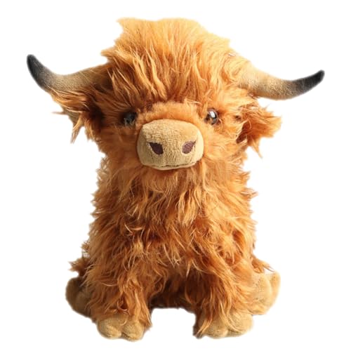 Highland Cow Stofftier Highland Cattle Plüschtier Highland Cow Gefüllte Stofftiere Cartoon Bull Tier für Mädchen Kinder Realistisches Hochlandkuh-Flauschtier von Hugsweet