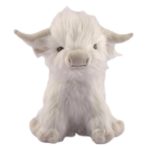 Highland Cow Stofftier Highland Cattle Plüschtier Highland Cow Gefüllte Stofftiere Cartoon Bull Tier für Mädchen Kinder Realistisches Hochlandkuh-Flauschtier von Hugsweet