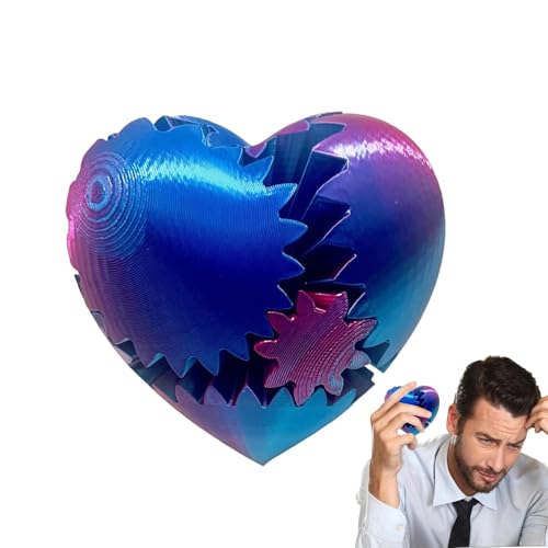 Hugsweet 3D-Druck-Getriebeball, 3D-gedrucktes Spielzeug zum Stressabbau | Herzförmiges 3D-gedrucktes Getriebeball-Spielzeug mit rotierendem Getriebe - Kreatives Ball Fidget Gear Gear Ball Fidget von Hugsweet