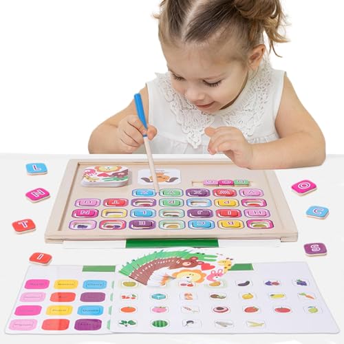 Hugsweet Alphabet -Rätsel für, Alphabetspielzeug für Kinder - Holzbuchstaben Alphabet Puzzle Magnetic Matching Board | Vorschule Interactive Toys Educational Desk Game für Kindergarten & von Hugsweet