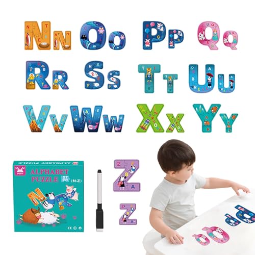 Hugsweet Buchstabenpuzzle, Alphabet-Lernspielzeug,57 Stück Papier-Puzzles mit englischen Buchstaben | Interaktives Montessori-Spielzeug, Lernaktivitäten im Vorschulalter, Kleinkind-Puzzles für von Hugsweet