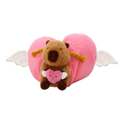 Hugsweet Capybara Stuffed Animal, Capybara Plüsch - Entzückende kreative weiche Puppe Holding Heart | Komfortable kuschelige Plüsch -Tierpuppenkissen, süßes Capybara -Spielzeug für Sofa Home von Hugsweet