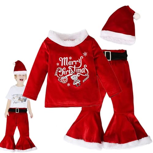 Hugsweet Mädchen-Weihnachtsmann-Kostüm,Hautfreundliches Weihnachtsmannkostüm aus Samt - Hautfreundliche Winter-Weihnachtsoutfits aus weichem Samt für die Feiertags-Geburtstagsfeier von Hugsweet