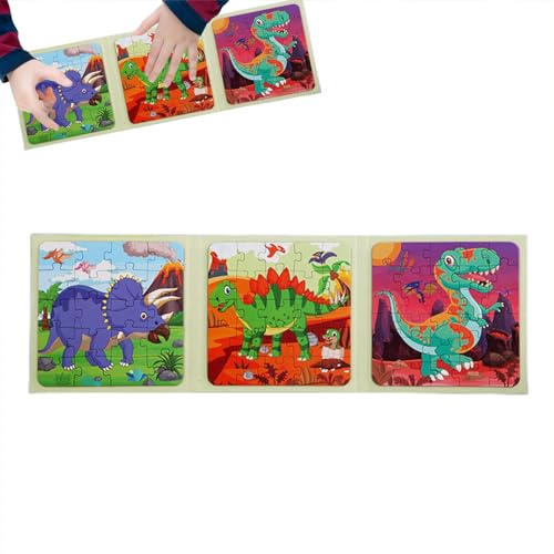 Hugsweet Magnetische Puzzles, Magnetisches Puzzle,Faltbare Puzzle-Sets mit Tiermotiven | Dinosaurier-Puzzle, Puzzlebuch, pädagogisches magnetisches Puzzle für Kinder, Kleinkinder, Mädchen und Jungen von Hugsweet