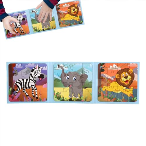 Hugsweet Magnetische Puzzles für Kinder,Magnetische Puzzles | Faltbare Puzzle-Sets mit Tiermotiven,Dinosaurier-Puzzle, Puzzlebuch, pädagogisches magnetisches Puzzle für Kinder, Kleinkinder, Mädchen von Hugsweet