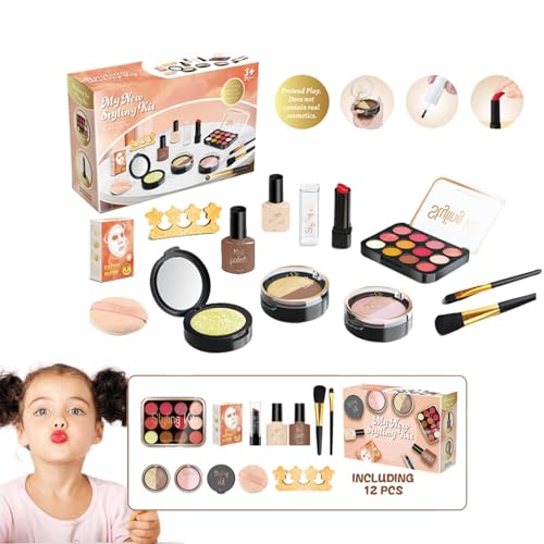 Hugsweet Play-Make-up-Set für Kinder,Pretend Play-Make-up-Set - Gefälschte Make-up-Spielzeuge | Spielzeug-Make-up-Set, Kosmetik-Set, fantasievolles Pretend Beauty-Make-up-Set-Spielzeug von Hugsweet