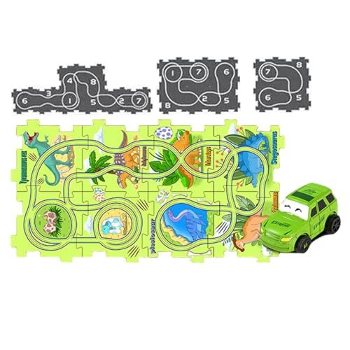 Hugsweet Puzzle Racer Kinder-Autobahn-Set, Puzzle-Bahn-Auto-Spielset,Auto-Spielset Slot-Car-Rennstrecken Kreativ - Autospielzeug-Autobahn-Set für Vergnügungsparks, Vorschul-Lernaktivitäten von Hugsweet