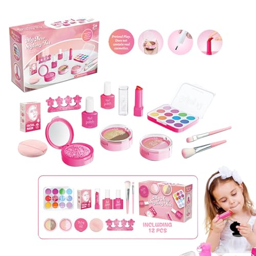 Hugsweet Rollenspiel-Make-up-Set für Mädchen, Kinder-Rollenspiel-Make-up-Set | Gefälschte Make-up-Spielzeuge,Spielzeug-Make-up-Set, Kosmetik-Set, fantasievolles Pretend Beauty-Make-up-Set-Spielzeug von Hugsweet