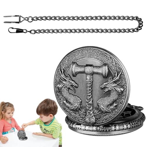 Hugsweet Würfel -Taschenuhr, Steampunk -Würfel | Einzigartige polyedrische Drachen -Metall -Würfel Vintage Pocket Watch Shell Hülle,Gothic Rollen Spielen Brettspielzubehör für Erwachsene Kinder von Hugsweet