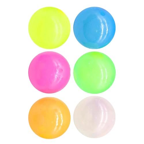 Sticky Ball Toys - 6X Stretch Sticky Ball Glowing High Bounce Stretch Sensory Toys Ball Mehrfarbige Bälle für Schlafzimmer von Hugsweet