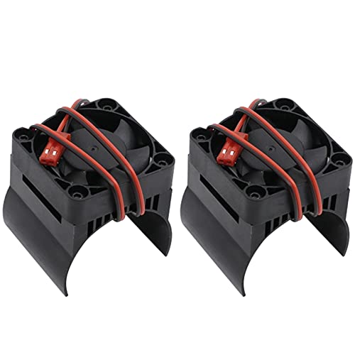 Huhudyy 2 Stücke 42mm Motor KüHlung LüFter KüHlkörper KüHlung für 1/10 E- E- Summit Arrma 1/8 Kraton Talion RC Auto,Schwarz von Huhudyy