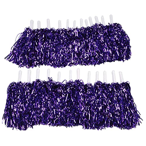 Huhudyy 24 StüCk Cheerleading Pom Poms Metallfolie Cheer Pom Poms mit Kunststoffgriff für Erwachsene Kinder Cheerleader Lila von Huhudyy