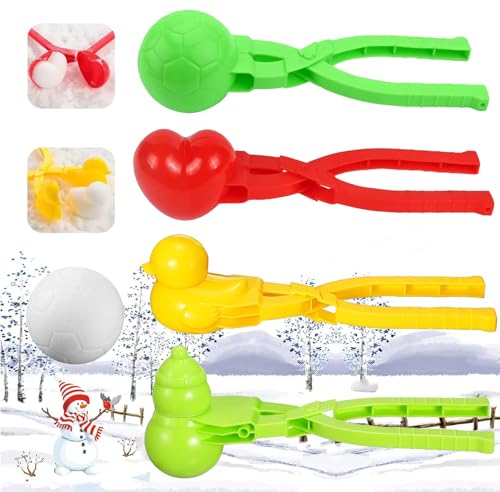 4 Stück Schneeballzange, Schneeball Maker Clips, Schneeball Former Set, Winter Schneeball Form Spielzeug,Schneeball Werkzeug Clip, , Winter Outdoor Schneekampf Spiele, Strandspiele, zufällige Farben von Huifengjie