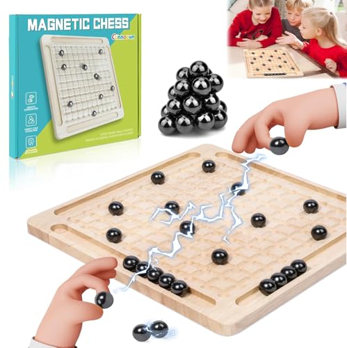 Magnetisches Schachspiel mit Holzbrett, Magnetspiel, mit 20 magnetischen Steinen, Magnetisches Kinderschachspielzeug, Tisch Magnetspiel, Tragbares Schachbrett-Party Für Familientreffen von Huifengjie