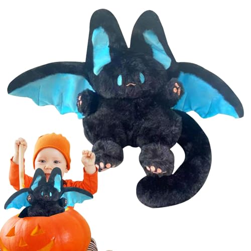 Huitrcrio Gruseliges Goth-Fledermaus-Stofftier,Gothic-Fledermaus-weiches Kuscheltier - Lebendige und realistische Plüschfiguren im Dunklen Element-Design,Weiches und bequemes Stofftier für Halloween, von Huitrcrio