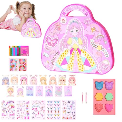 Huitrcrio Make-up-Sets für Kinder,Pretend Make-up-Set - Cartoon-Spiel-Make-up-Spielzeug für Mädchen,Prinzessin-Make-up-Set mit Aufklebern, Anziehspiel-Set für Kindergarten, Kindergarten von Huitrcrio