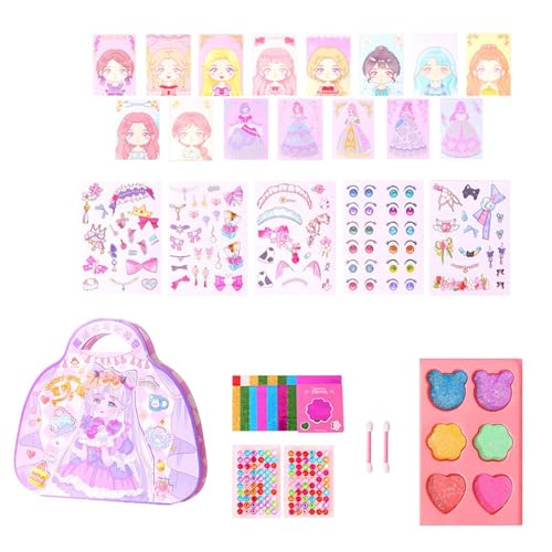 Huitrcrio Make-up-Spielzeug-Set, Spielzeug-Kosmetik-Set für Kinder, Mädchen-Cartoon-Play-Kosmetikset, Spielzeugkosmetik für Kinder, Prinzessinnen-Make-up-Set mit Aufklebern für praktische Fähigkeiten von Huitrcrio