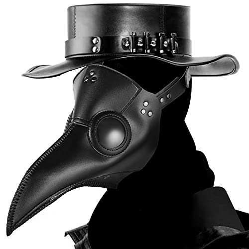 Hukermoon Pest Doktor Maske Lange Nase Vogelschnabel Steampunk Maske Halloween Maske Kostüm Requisiten für Halloween Party und Cosplay (Schwarz) von Hukermoon