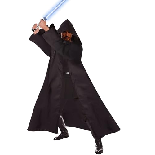 Hukermoon Umhang mit Kapuze Mittelalter Umhang Herren Halloween Umhang für Erwachsene Kapuzen Robe Kostüm Herren Vampir Cape Kostüm Jedi Umhang für Halloween Karneval Cosplay Party (Braun, XL) von Hukermoon