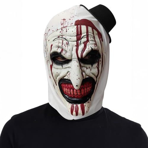 Art das Clown Kostüm Halloween Maske, Hulaiyaa Weihnachts Seelenbrechende Clown Maske mit Kopftuch & Hut, Gruselige Killer Art the Clown Kostüm, Terrifier Kostüm Vollkopf Cosplay Gruselige Requisitens Art das Clown Kostüm Halloween Maske, Hulaiyaa Weihnachts Seelenbrechende Clown Maske mit Kopftuch & Hut, Gruselige Killer Art the Clown Kostüm, Terrifier Kostüm Vollkopf Cosplay Gruselige Requisitens von Hulaiyaa