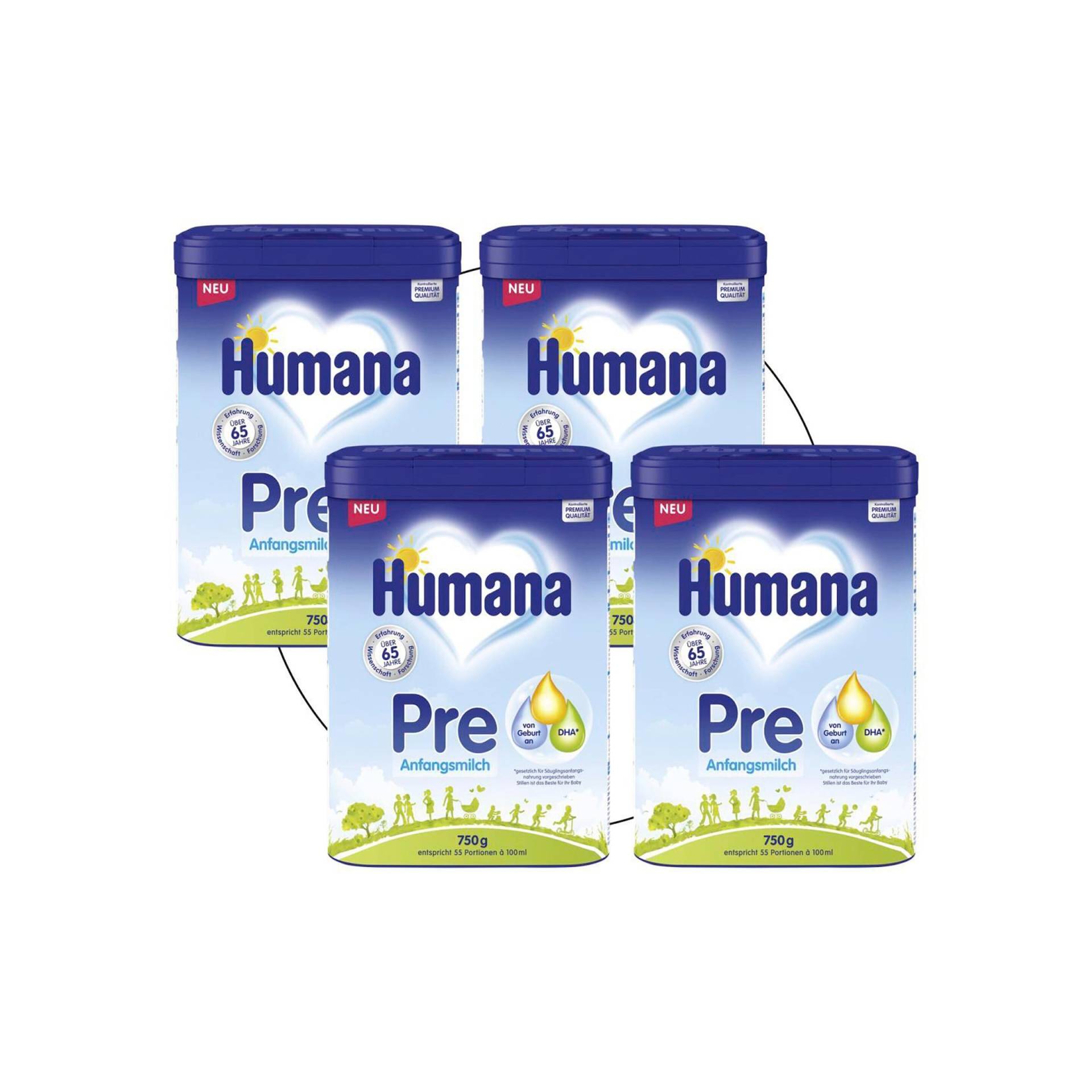 Humana Bundle 4er-Pack Anfangsmilch PRE 750g von Humana