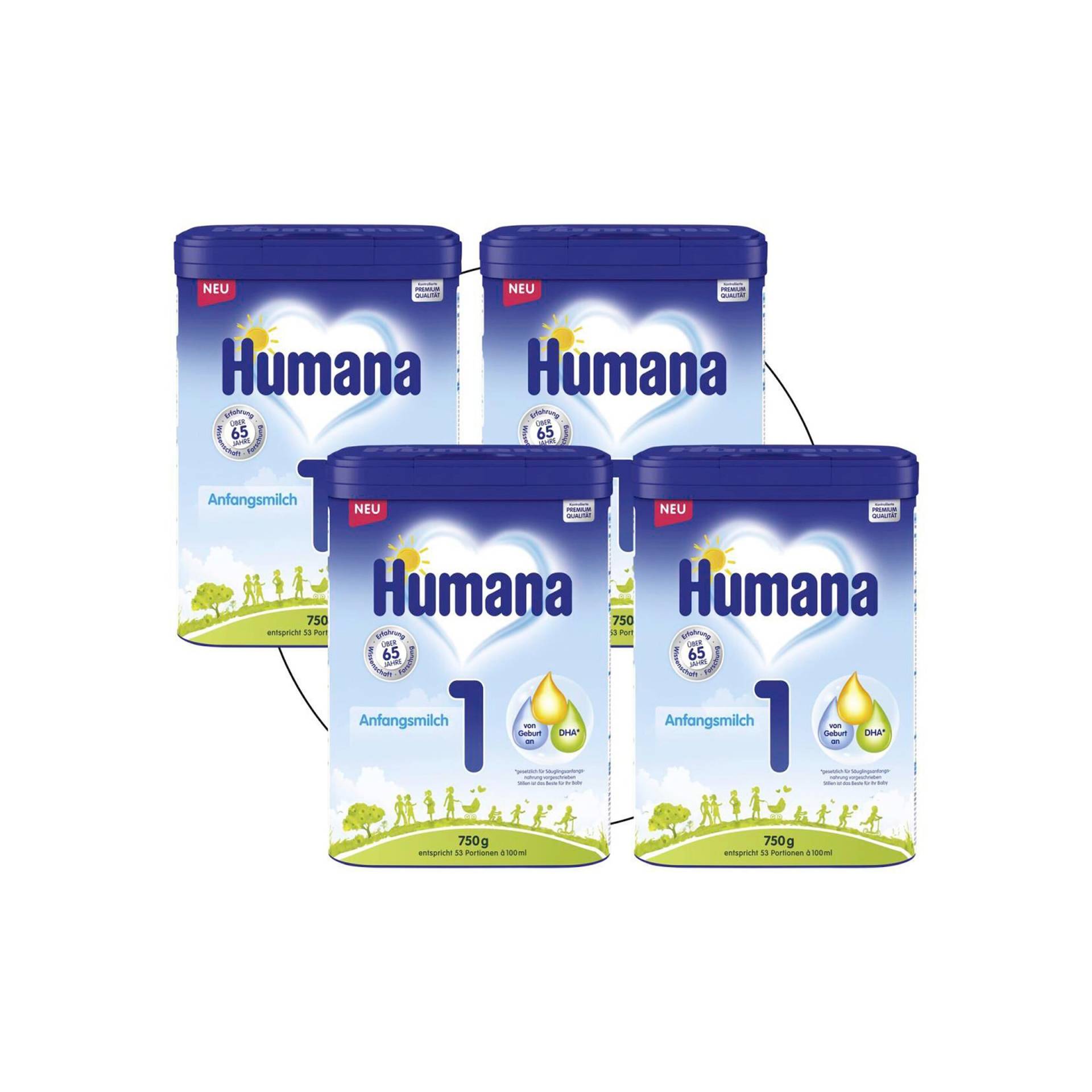 Humana Bundle 4er-Pack Anfangsmilch 1 750g von Humana