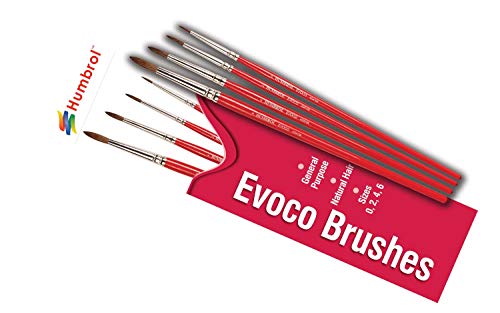 Humbrol AG4150 Pack of 4, red, Evoco Size 0, 2, 4, 6 Brush Pack von Humbrol