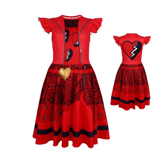 Humdcdy Descendants4 Rotes Kostümkleid Für Mädchen, Descendant Filmrollen Cosplay-Kostüme, Mädchen RedDescendants Kostüm Halloween-Outfits Für Partydekoration von Humdcdy