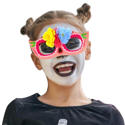 Humdcdy Halloween-Gesichtsmaske, Party-Gesichtsmaske, Rollenspiel, Halloween-Maske, Halloween-Kostüm, verziert mit künstlichen Blumen und Totenkopf, für Kostümpartys von Humdcdy