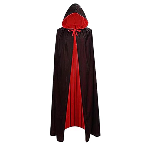 Humdcdy Kapuzenumhang für Erwachsene, Vampirkostüm für Erwachsene - Cosplay-Umhang aus Samt in voller Länge - Halloween-Cosplay-Kostüme, Ritter-Fancy-Cool-Kostüm, Unisex für Damen und Herren von Humdcdy